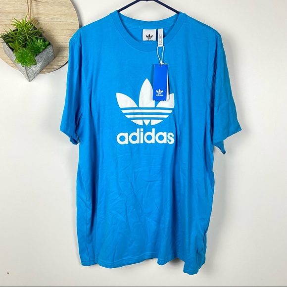 Adidas Trefoil Short Sleeve Tee Shirt in Blue - Picture 2 of 6